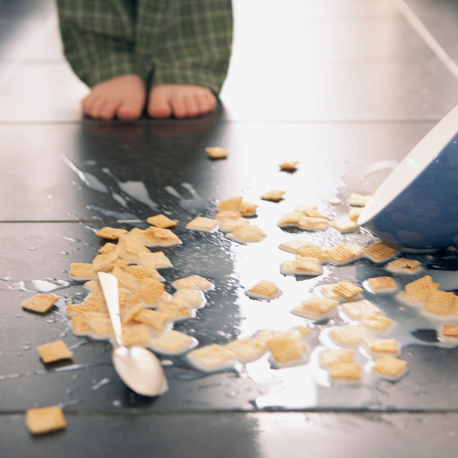 Bowl dropping to the floor in a home kitchen