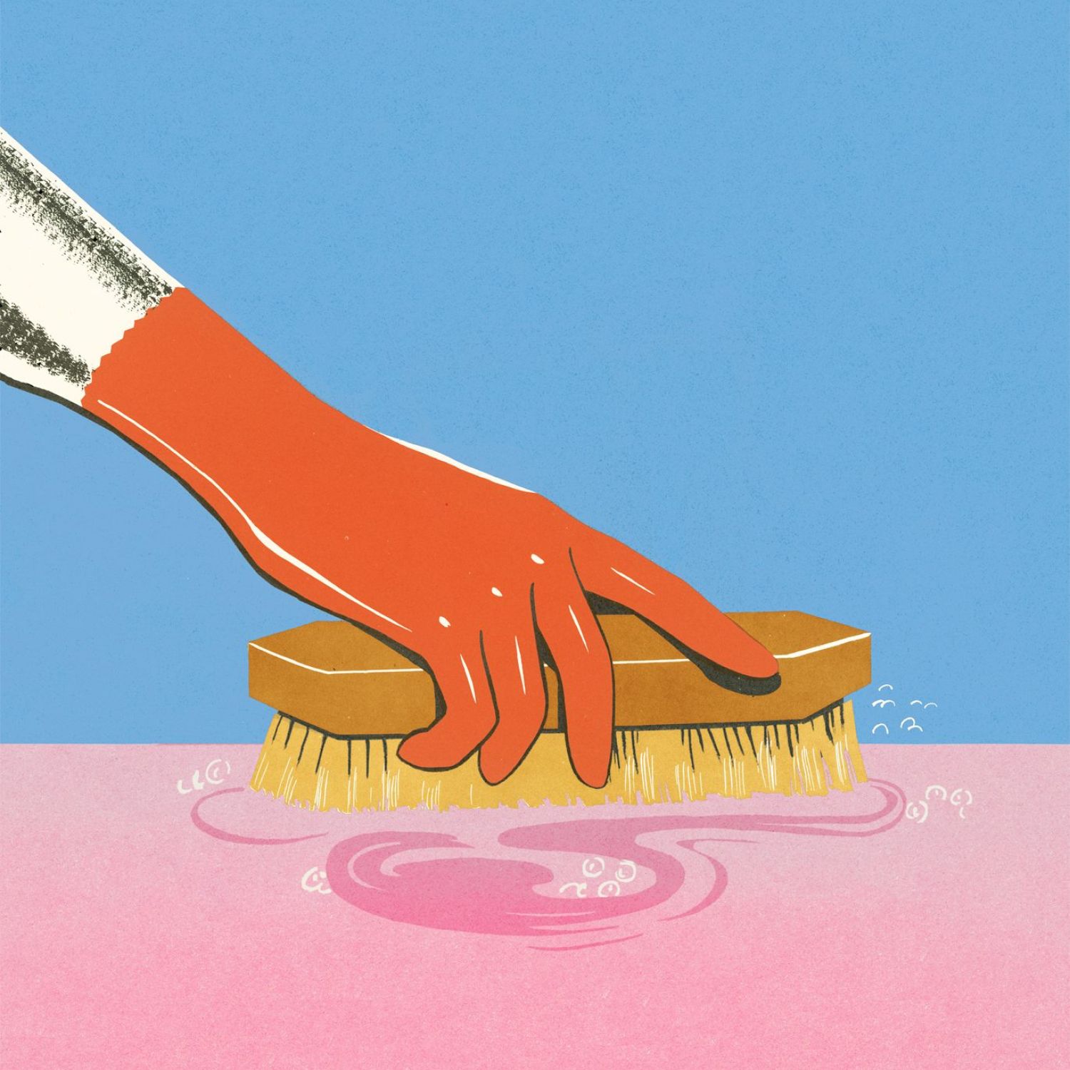 Illustration of person scrubbing a ceiling