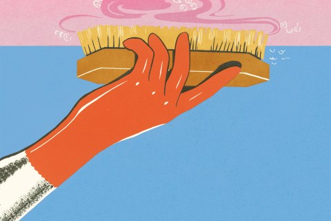 Illustration of person scrubbing a ceiling