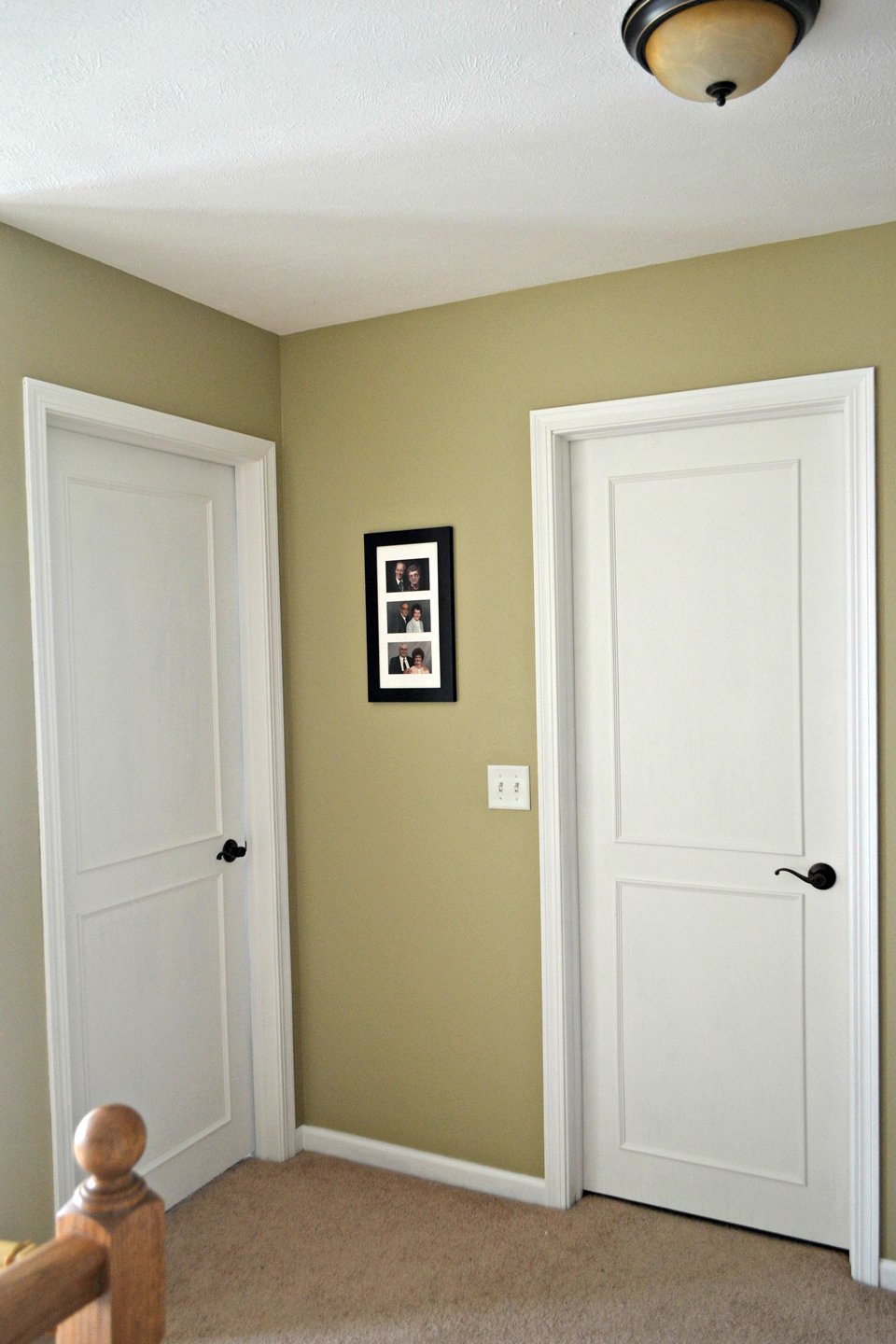 A white DIY paneled door