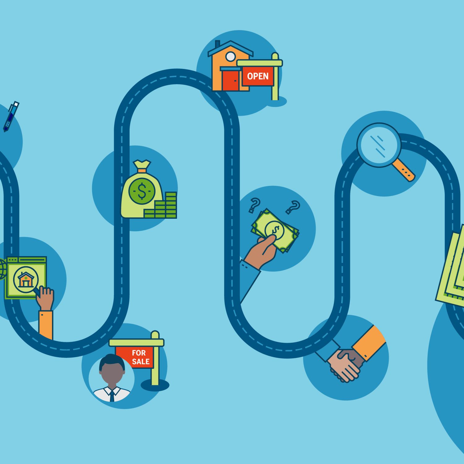 Home buying steps illustration