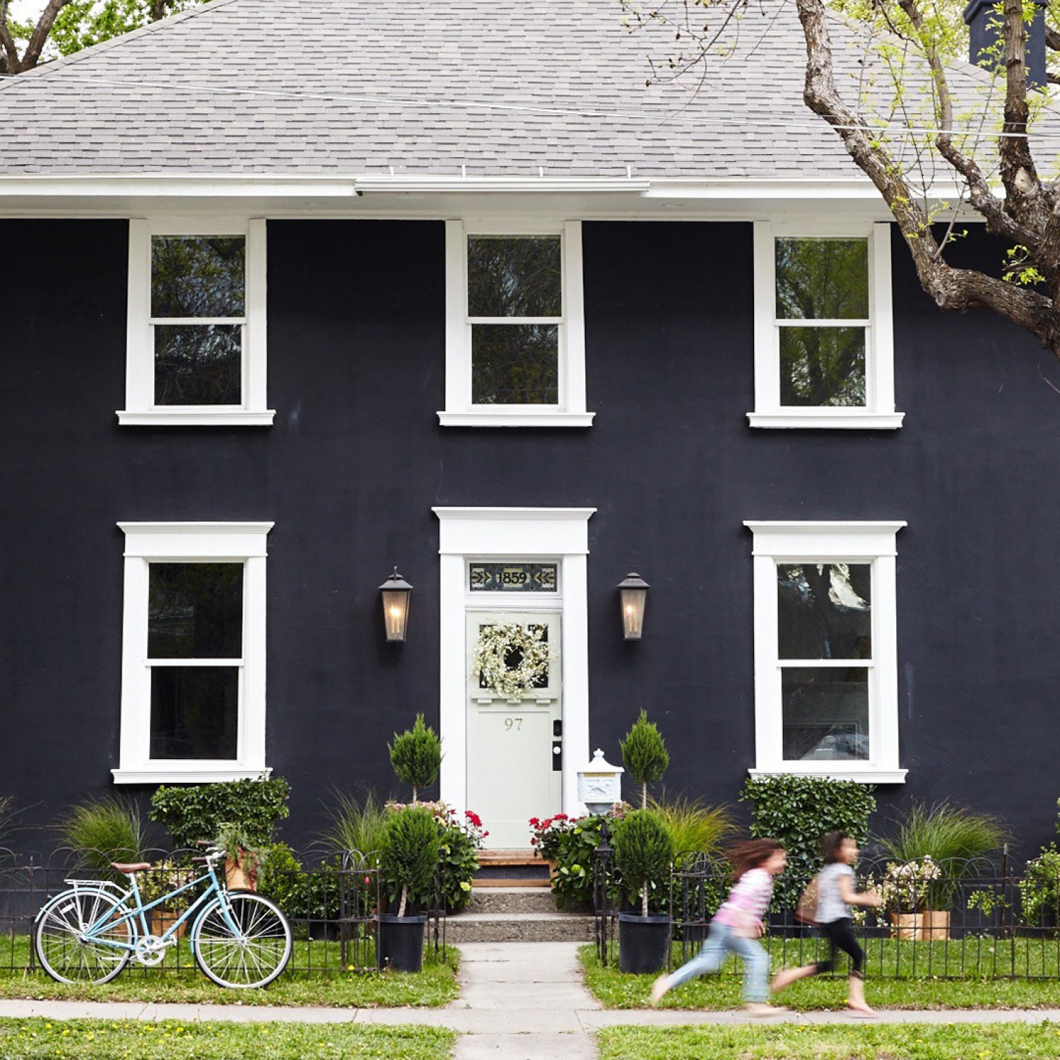 Home with dark painted exterior