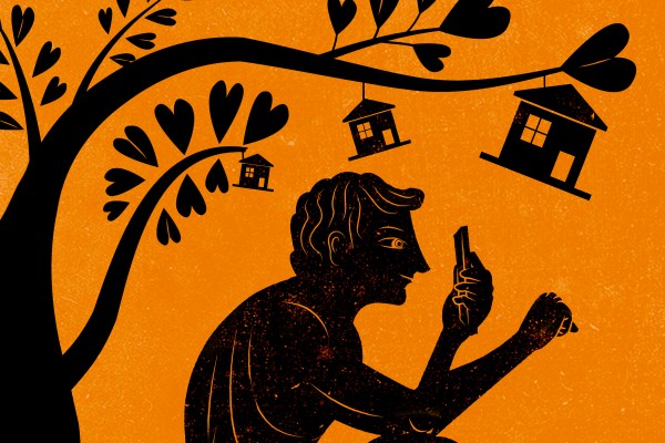 Illustration of man on a red-figured bowl