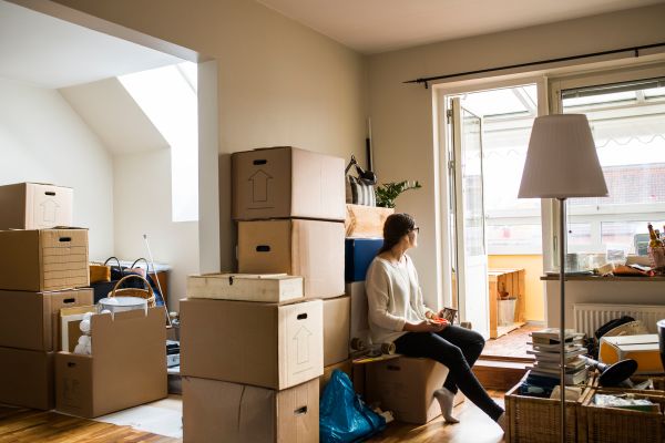 Woman moving to a new house