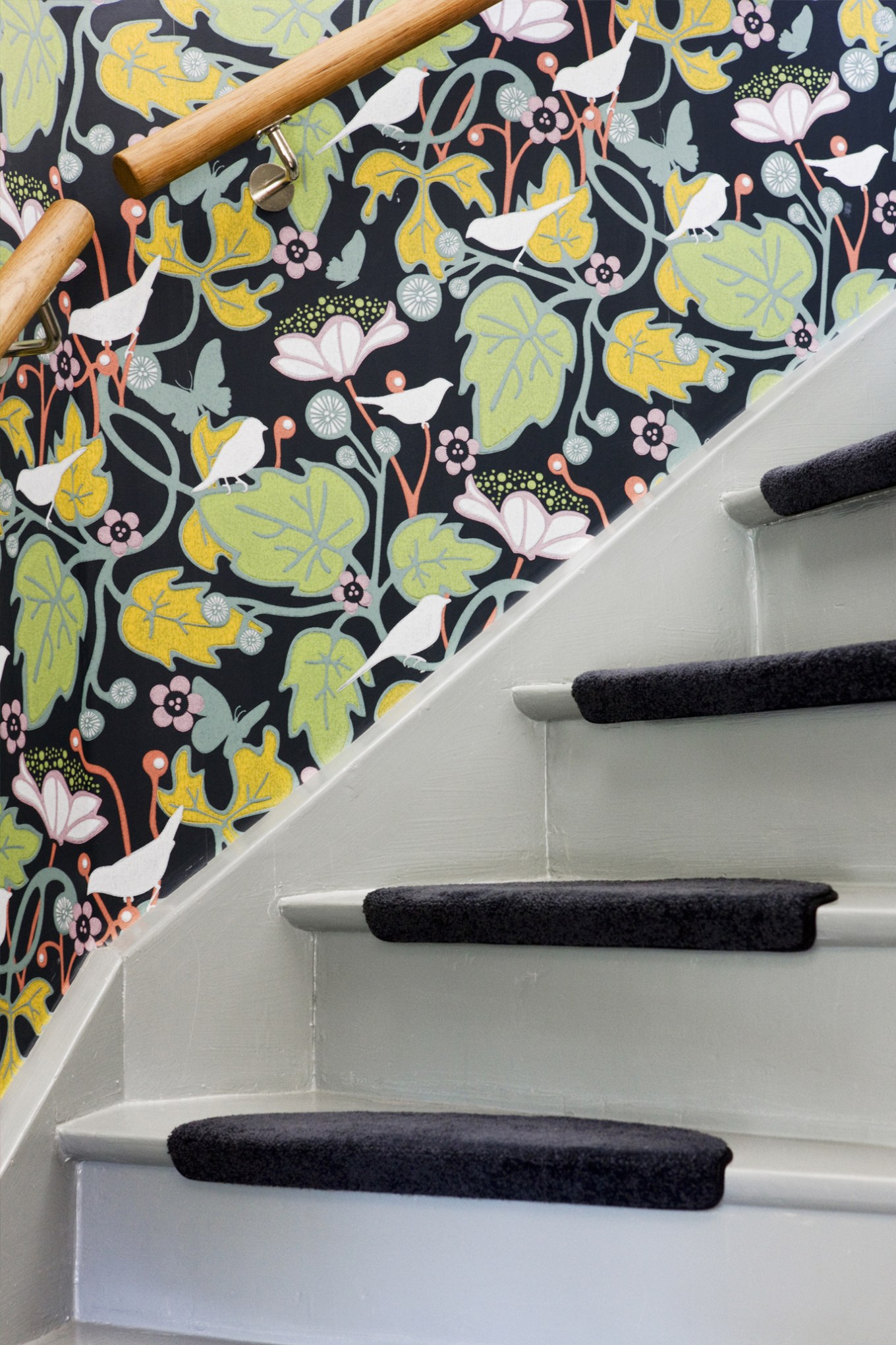 Instagram-worthy stairs with bold wallpaper