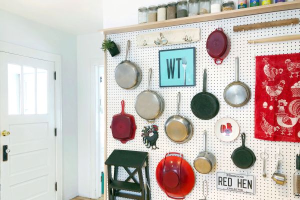 Using a kitchen pegboard for home organization