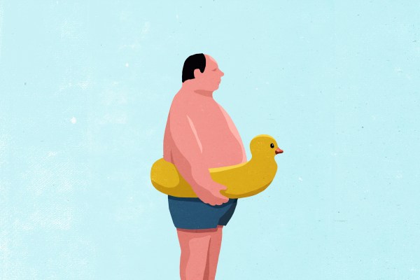 Man with swim float illustration