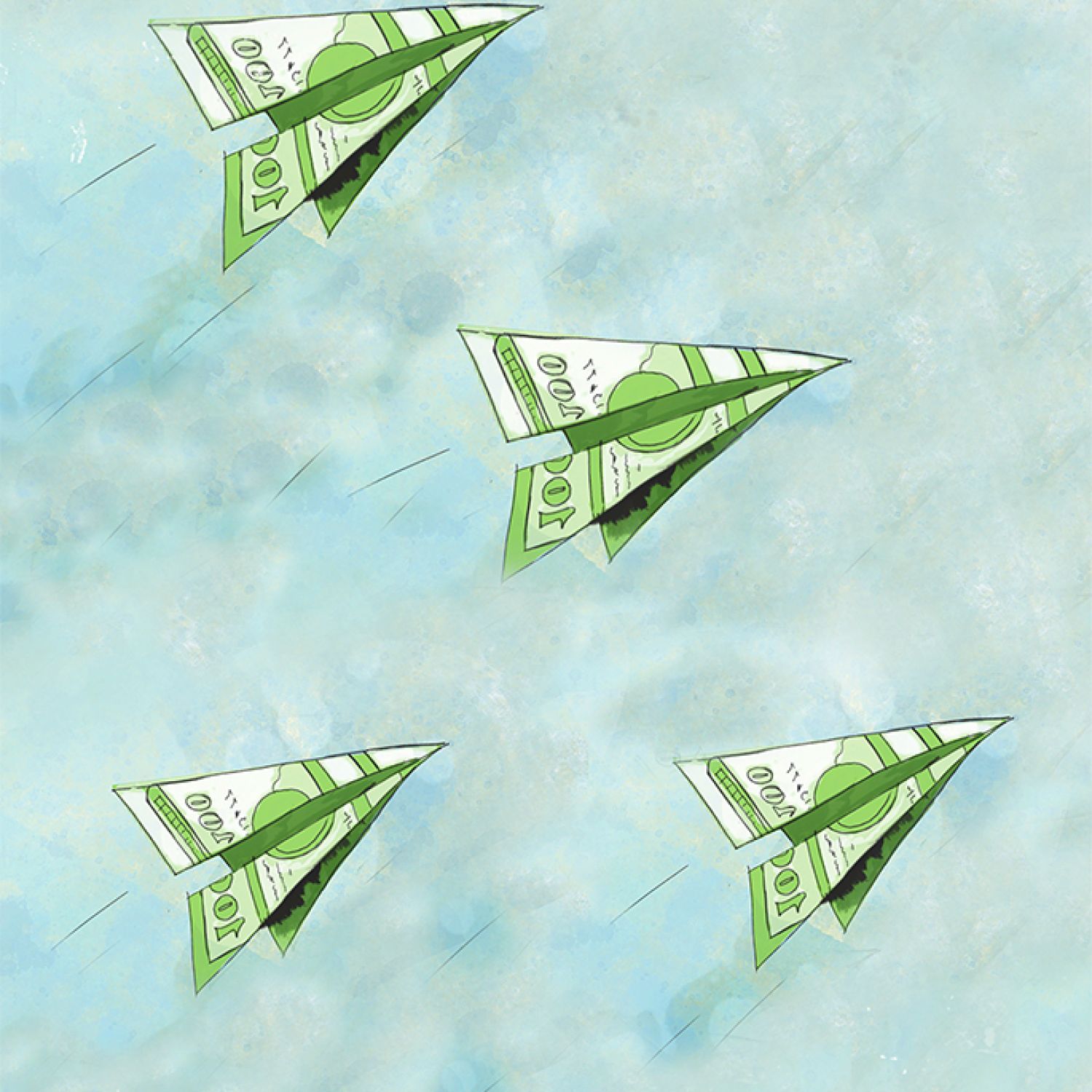 Four paper airplanes made from dollar bills | ROI