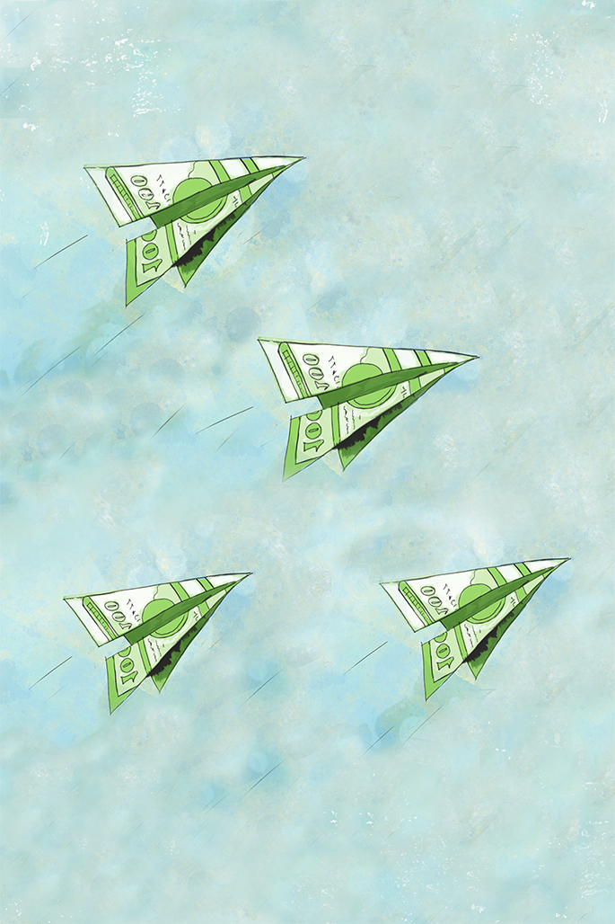 Four paper airplanes made from dollar bills | ROI