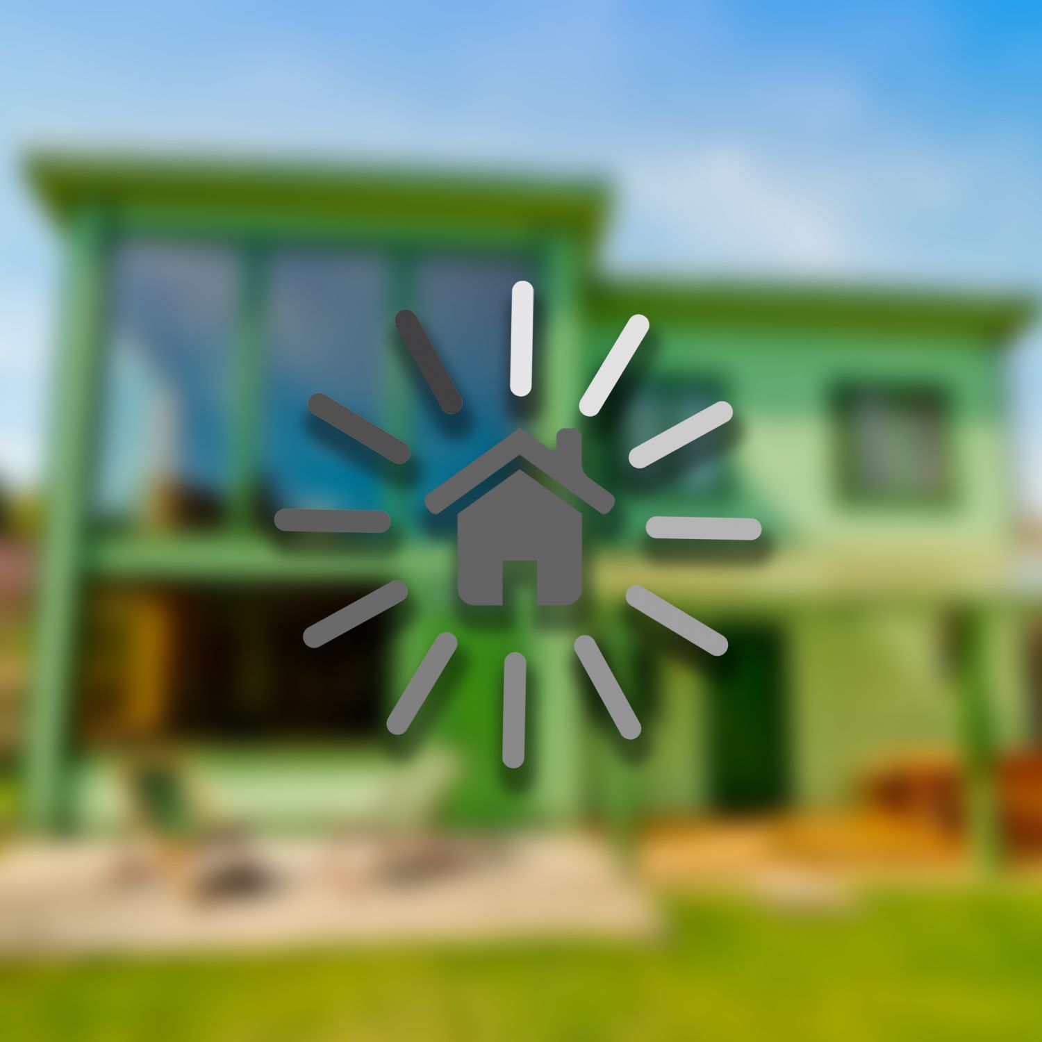 Loading bar circling around house against blurred out home