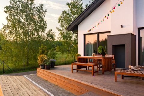 Backyard deck with multiple levels