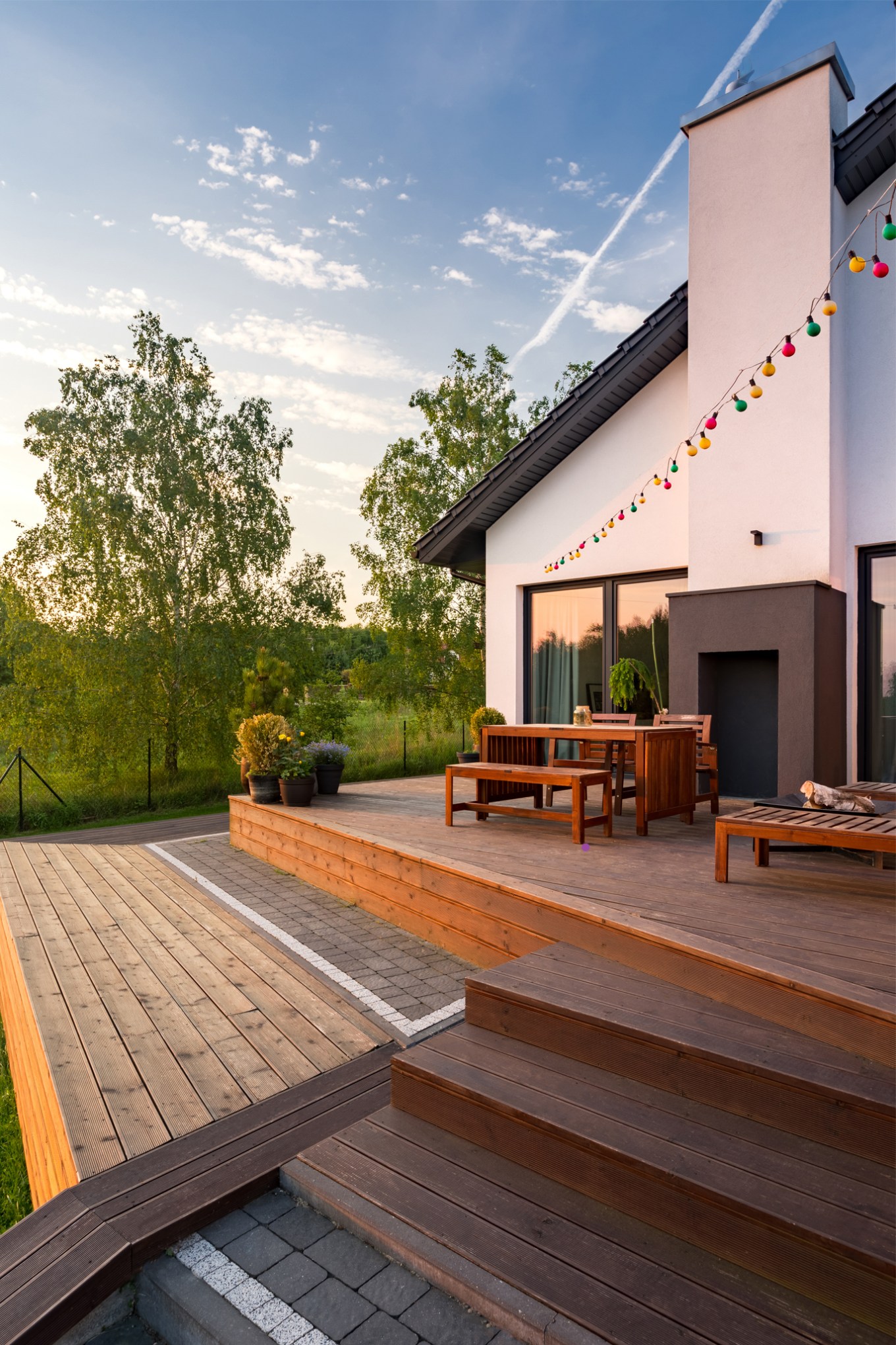 Backyard deck with multiple levels