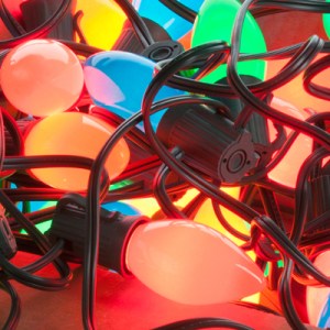 Colorful Christmas lights close up