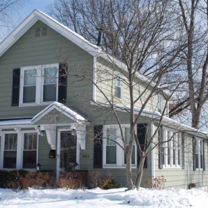 Snowy winter home exterior