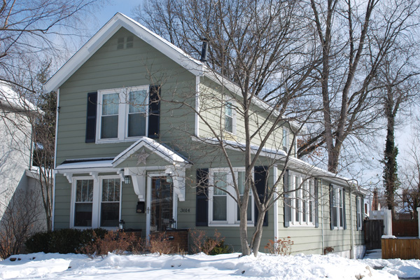 Snowy winter home exterior