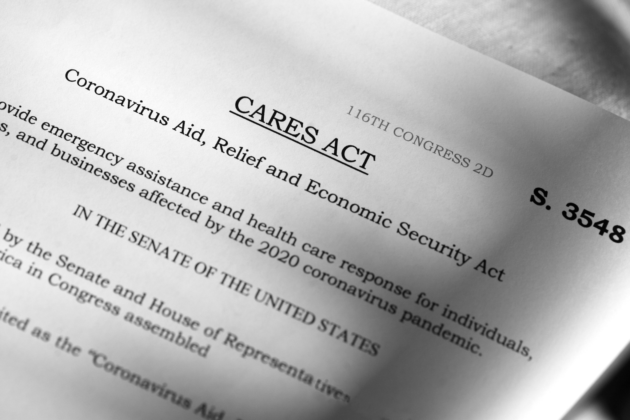 simulated image of the 2020 CARES Act