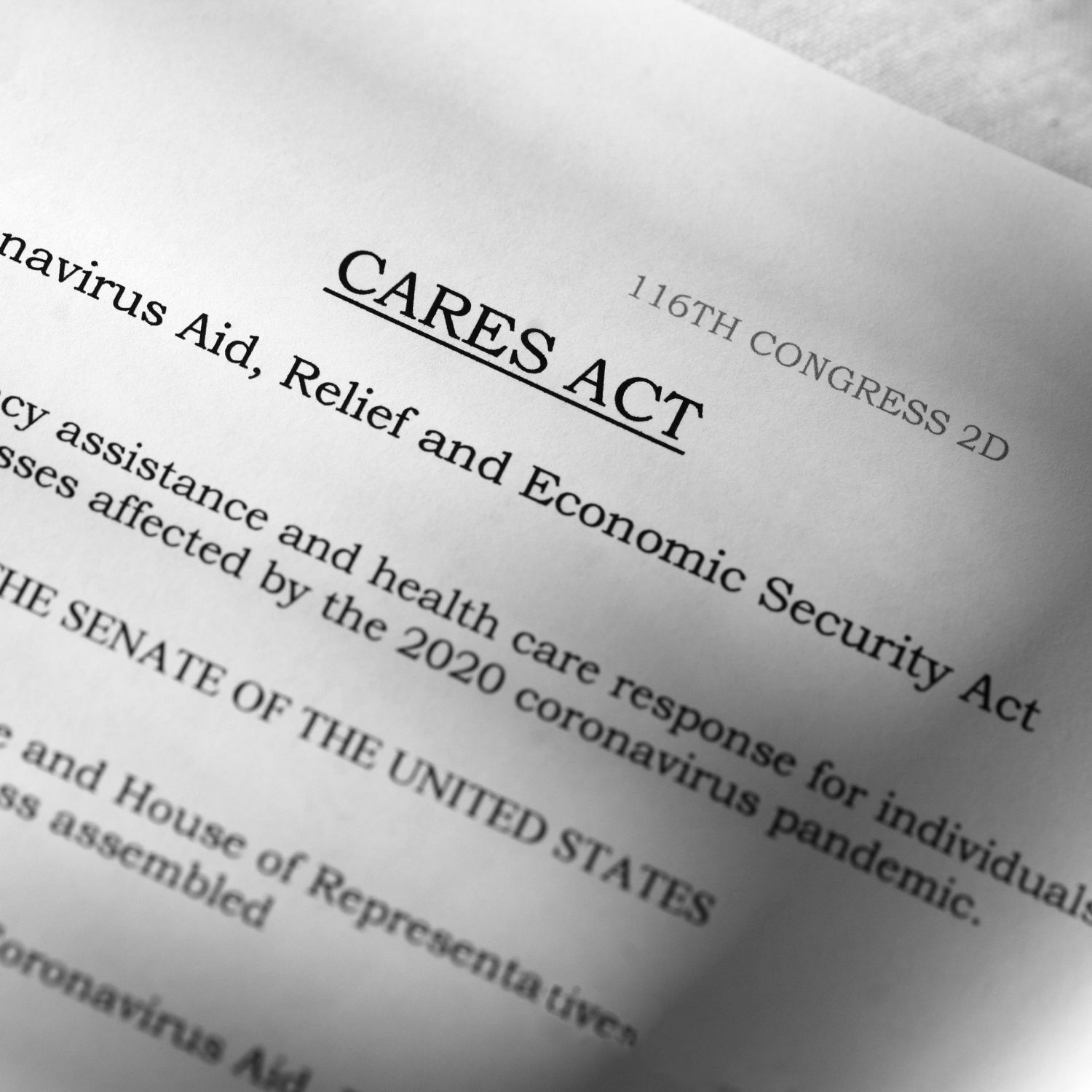 simulated image of the 2020 CARES Act