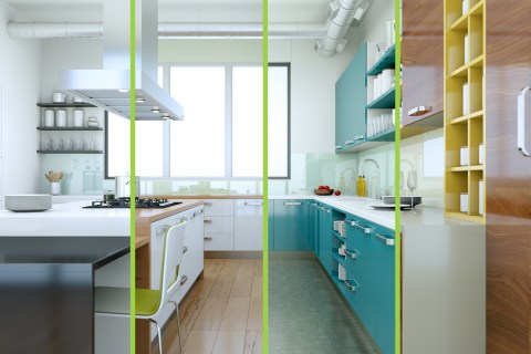 Colorful-kitchen-remodeling-styles-monochrome-green-blue-yellow
