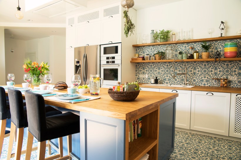Remodeling-kitchen-personality-color-block-tile-blue-mediterranean-open-floorplan