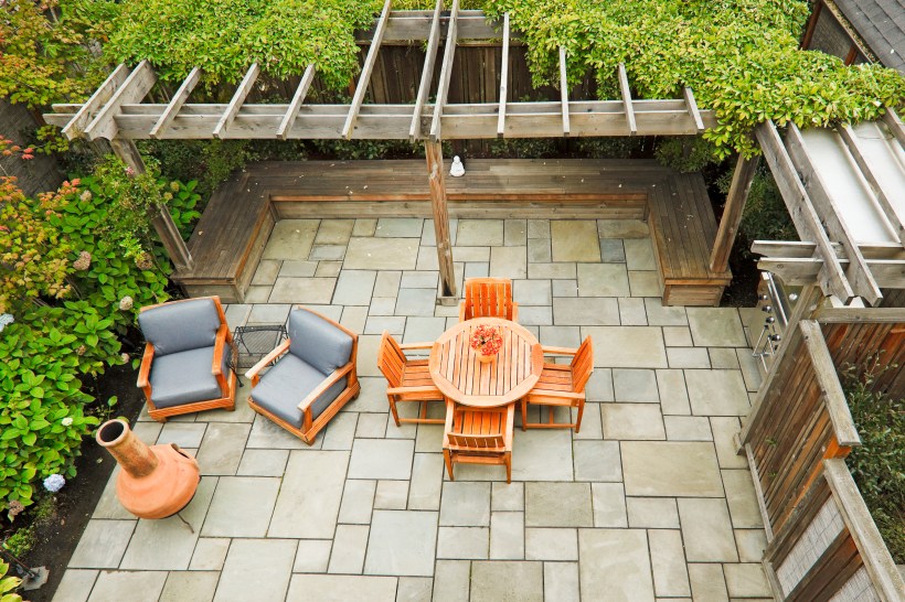 Drought-tolerant-hardscaping-paved-patio-firepit