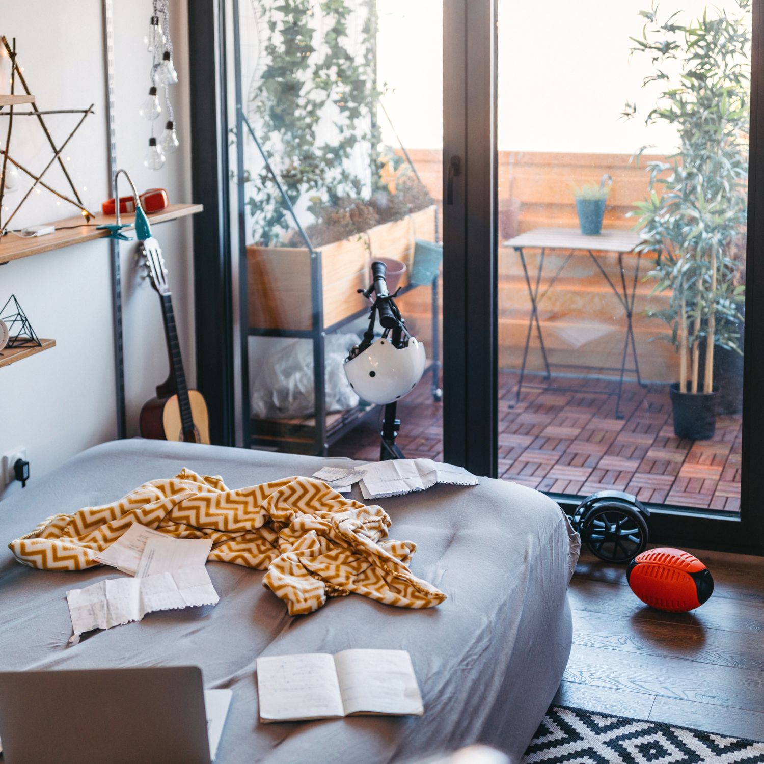 Cluttered mess in teenage bedroom of a home