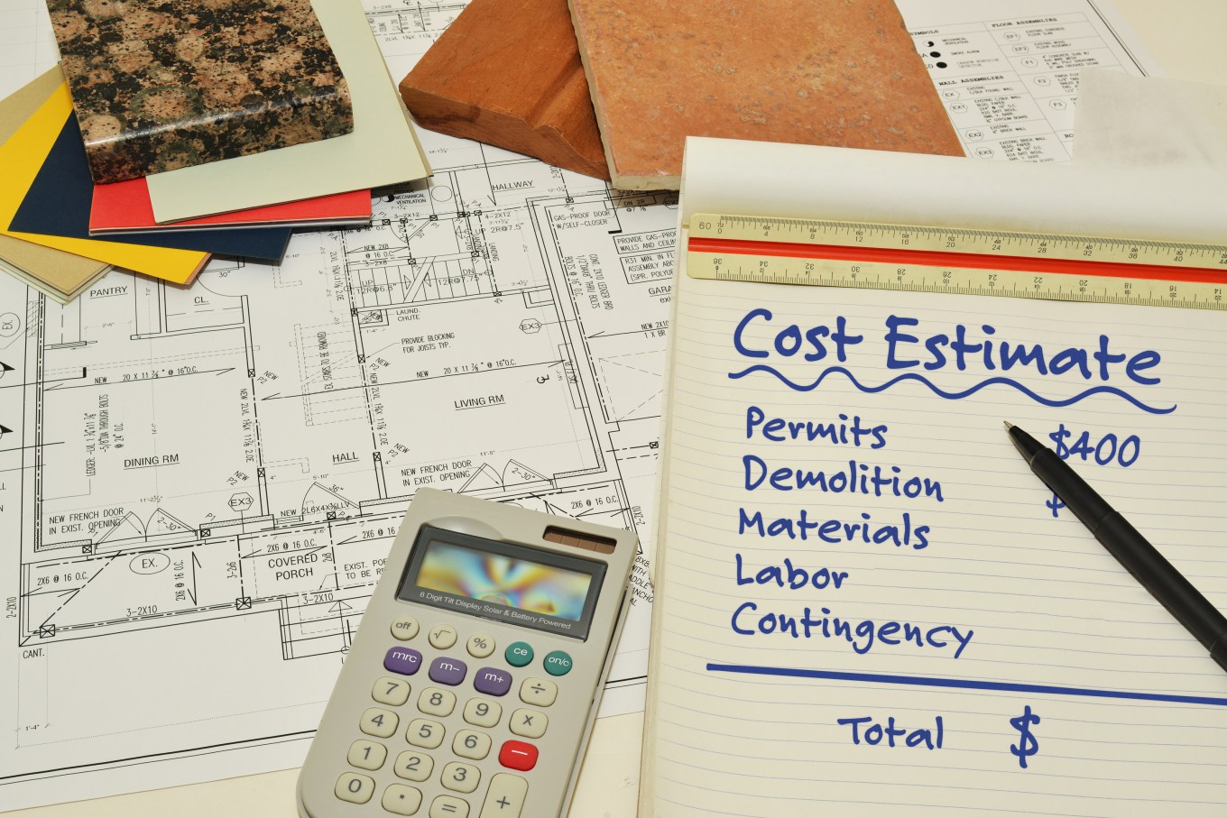Written-out cost estimate or budget for a remodel.