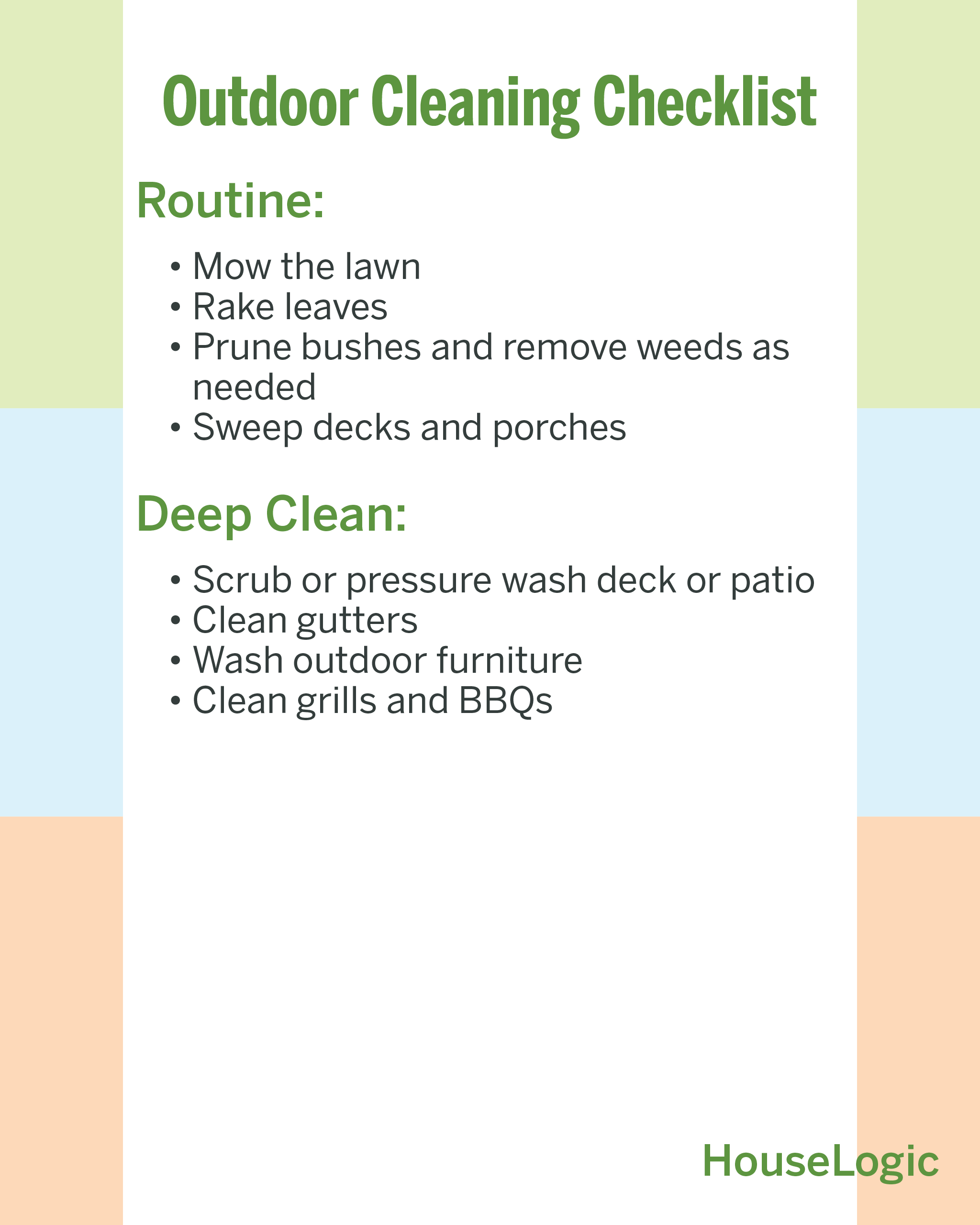 Outdoor Cleaning Checklist