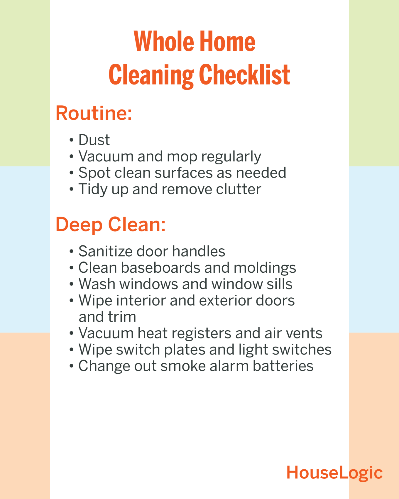 Whole Home Cleaning Checklist