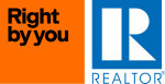 NAR right by you logo with the words right by you and the letter R in block and word REALTOR® beneath