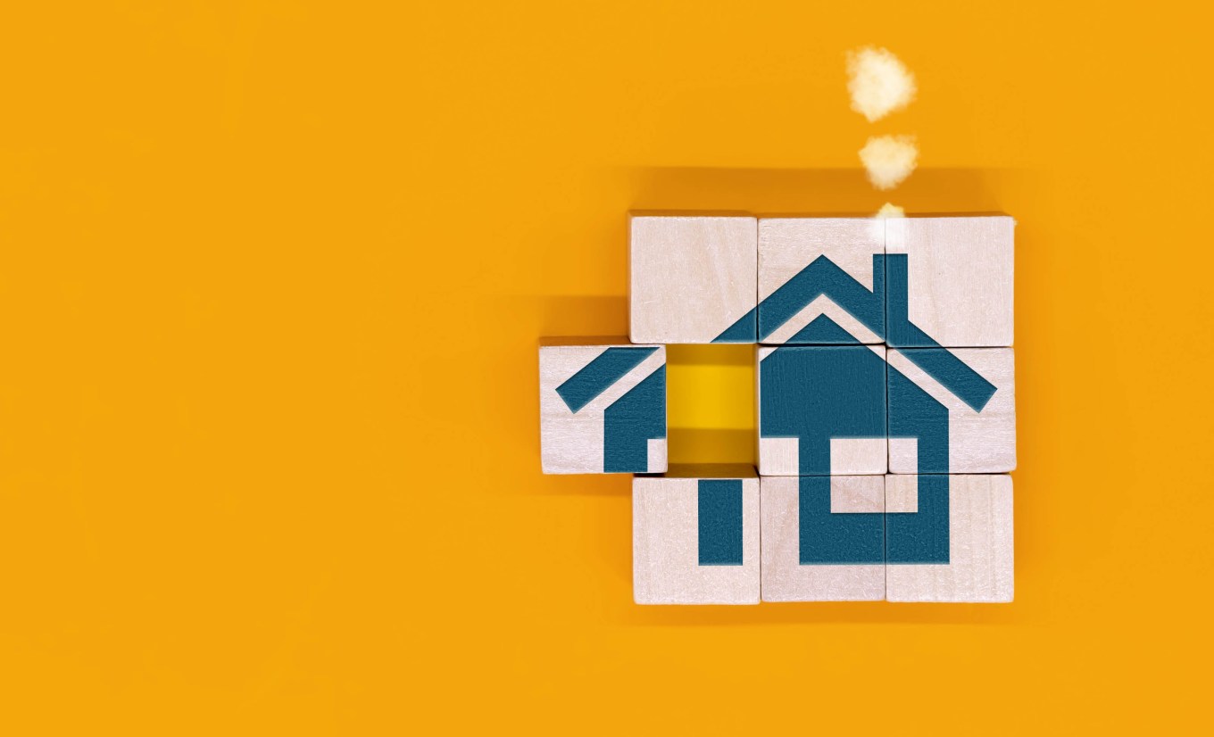 A visualization of a house made up of several blocks.