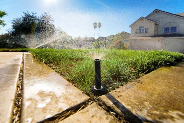 An example of a sprinkler system that's low to the ground, it's possible to DIY your own sprinkler system.