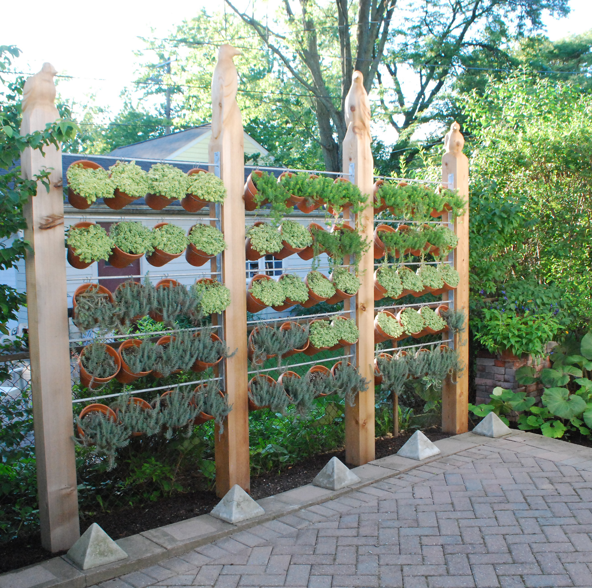 Vertical planter in a back yard