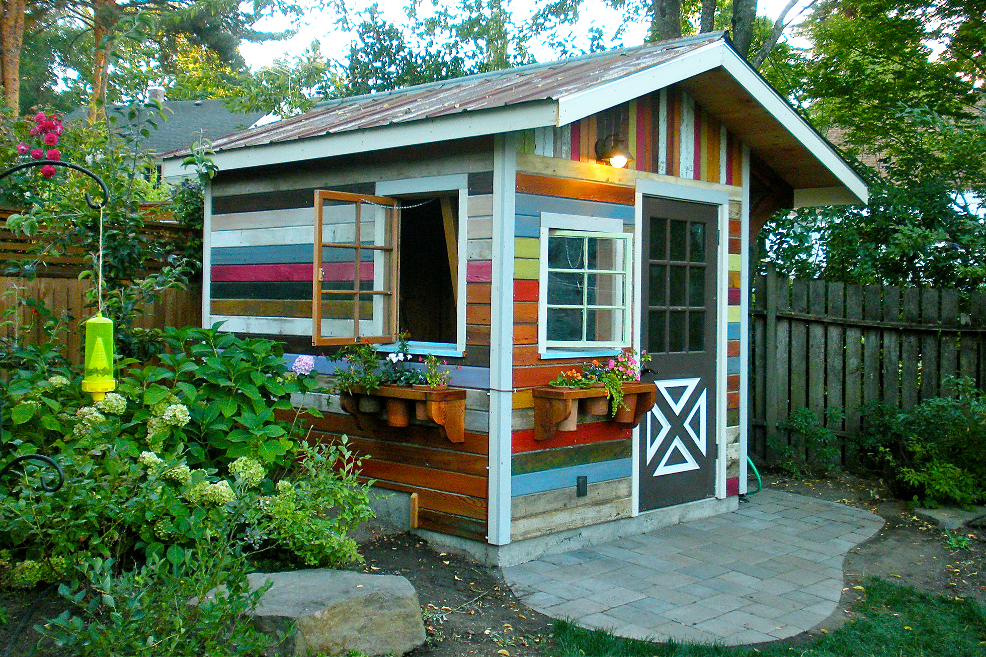 Colorful backyard shed