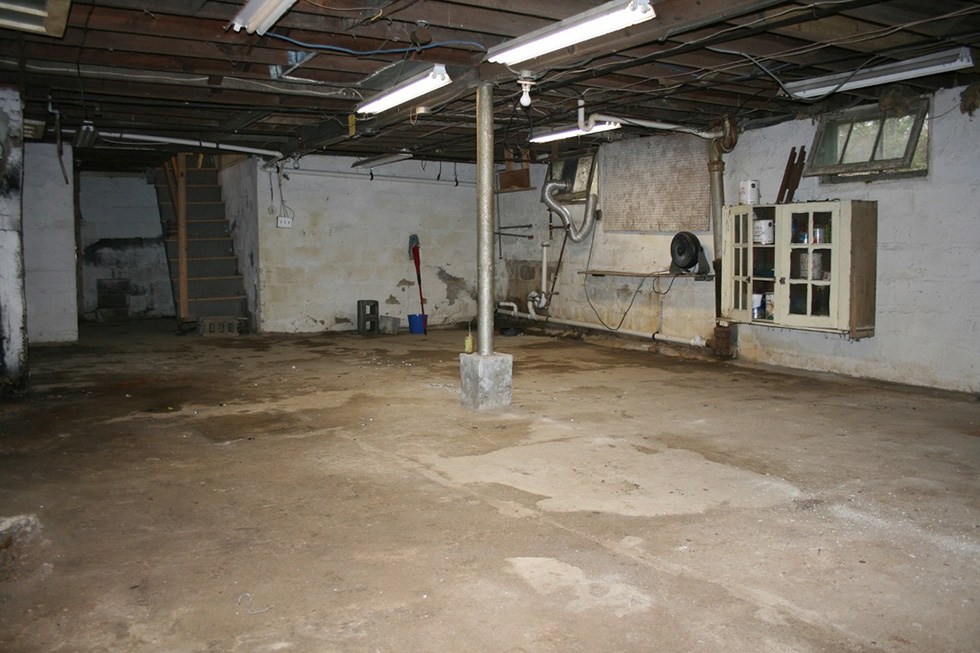 Musty basement before renovation