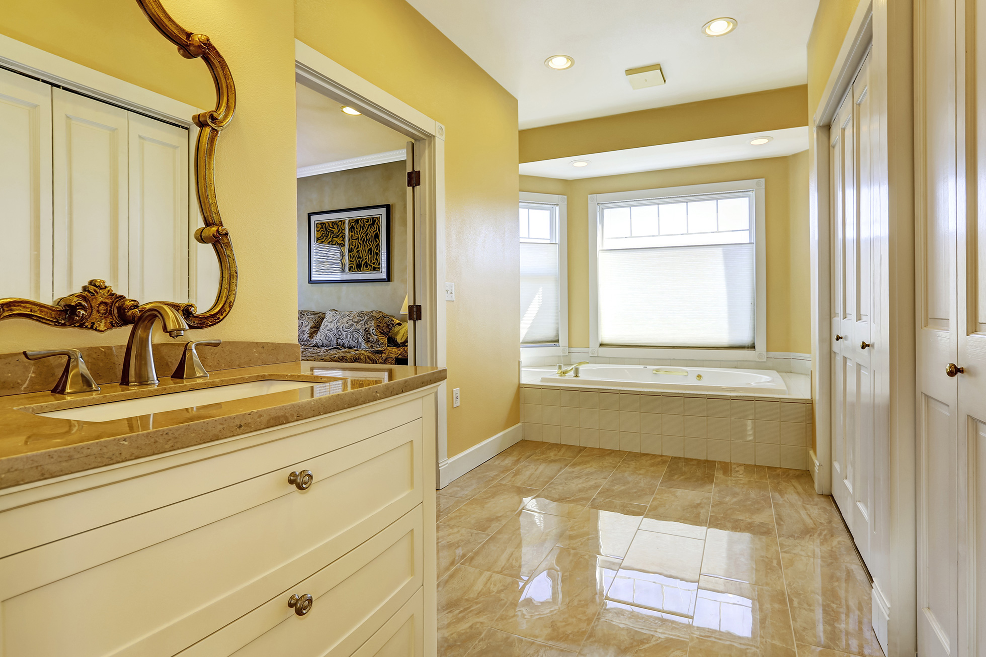 Bathroom with a slippery tile floor