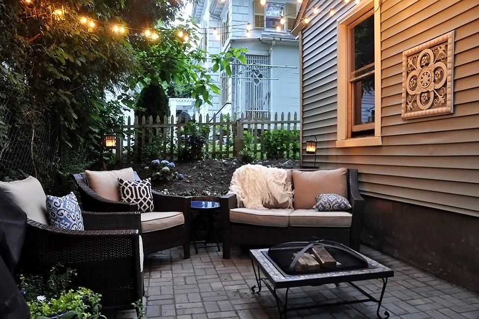 Back yard patio in the dusk