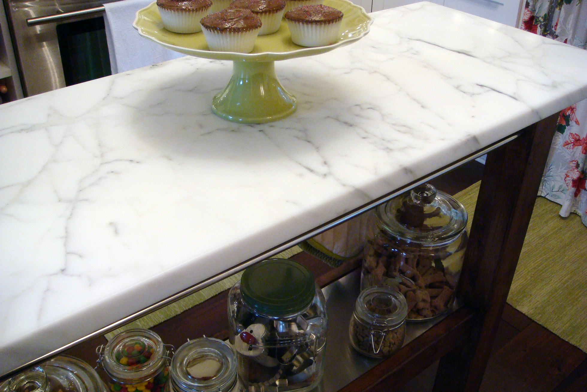 Calcatta marble countertop in kitchen