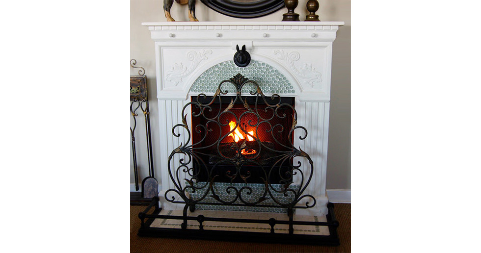 Fireplace that has been converted from wood to gel alcohol