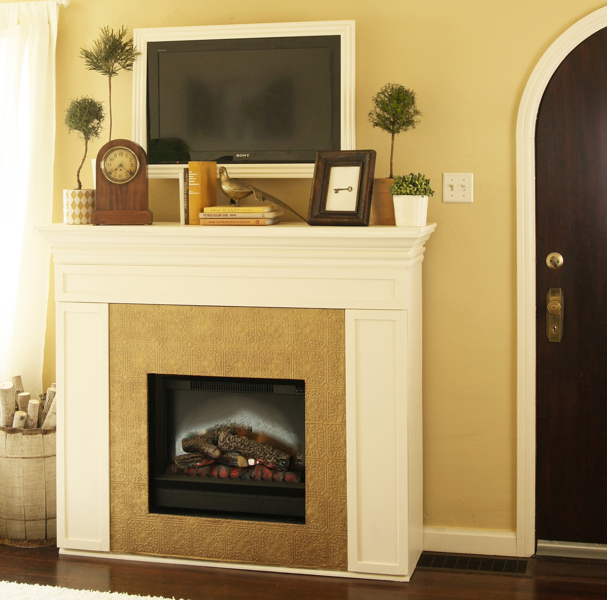 A home fireplace that was converted from wood
