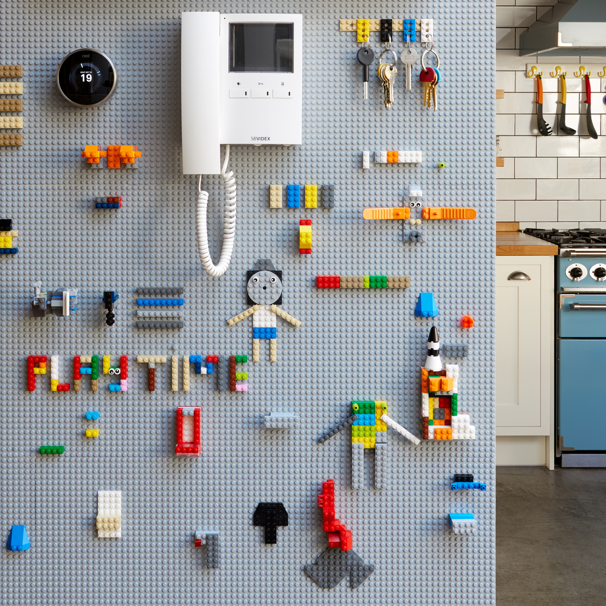 Fun home wall with Lego baseplates