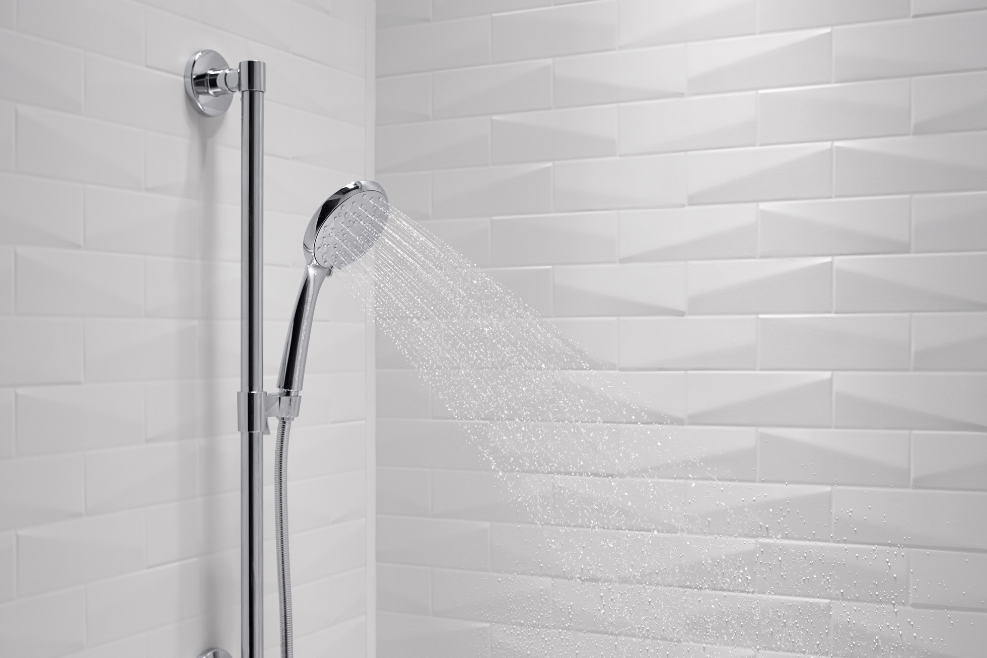 White textured acrylic shower wall panel