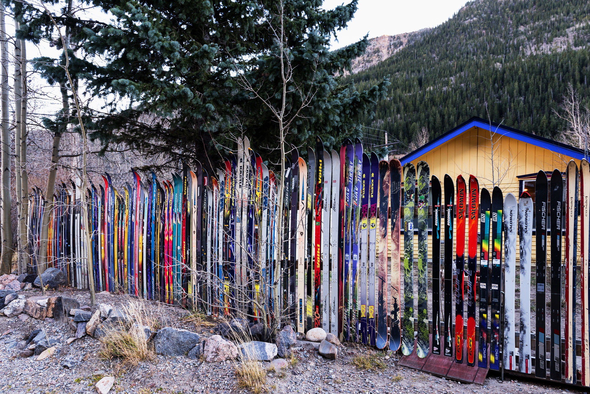 Ski fence outdoors