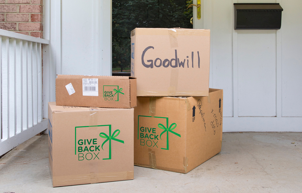 Cardboard boxes on a front porch