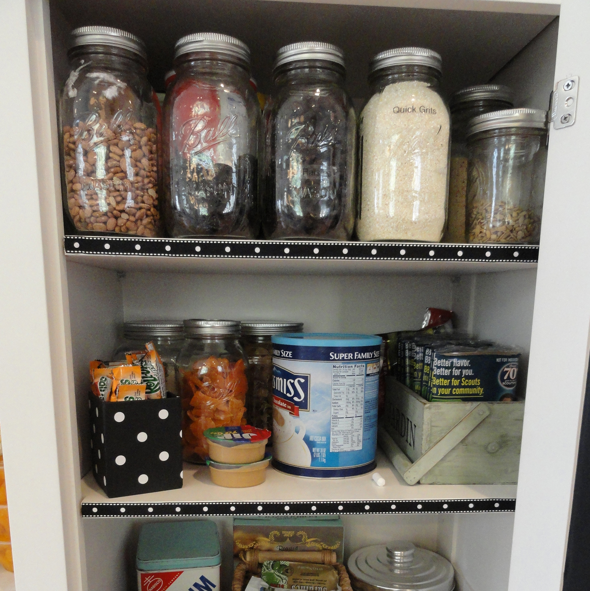 The ribbon detailing on Christy's remodeled pantry