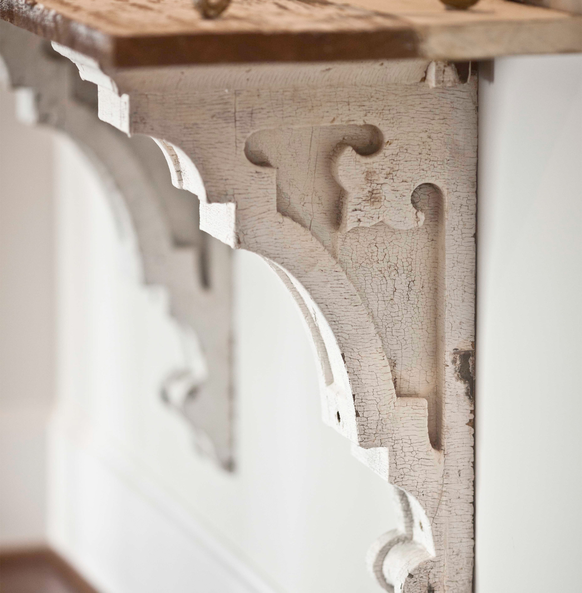 Vintage wood corbels in a home