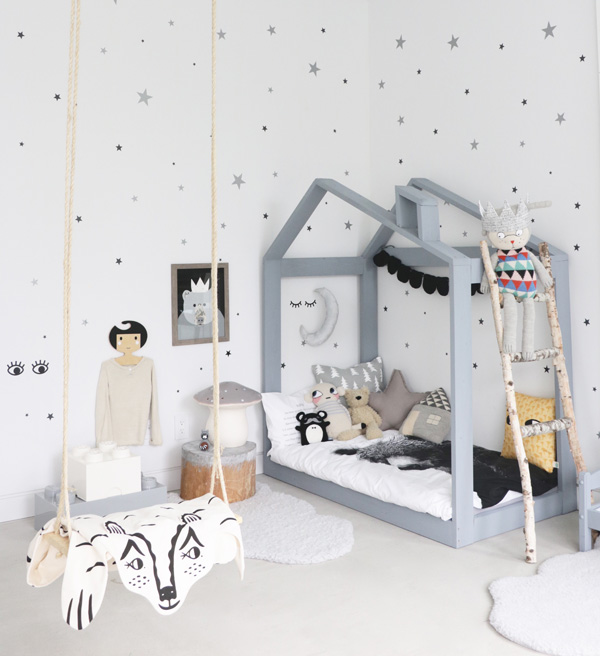 Indoor swing in a child's playroom