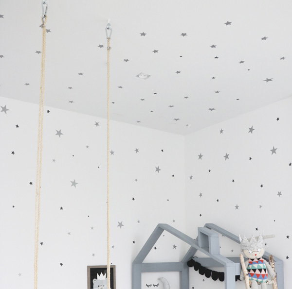 Indoor swing in a child's playroom
