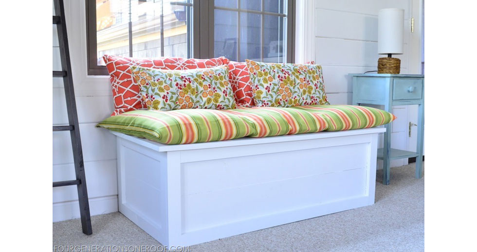 DIY window seat in Four Generations One Roof's home