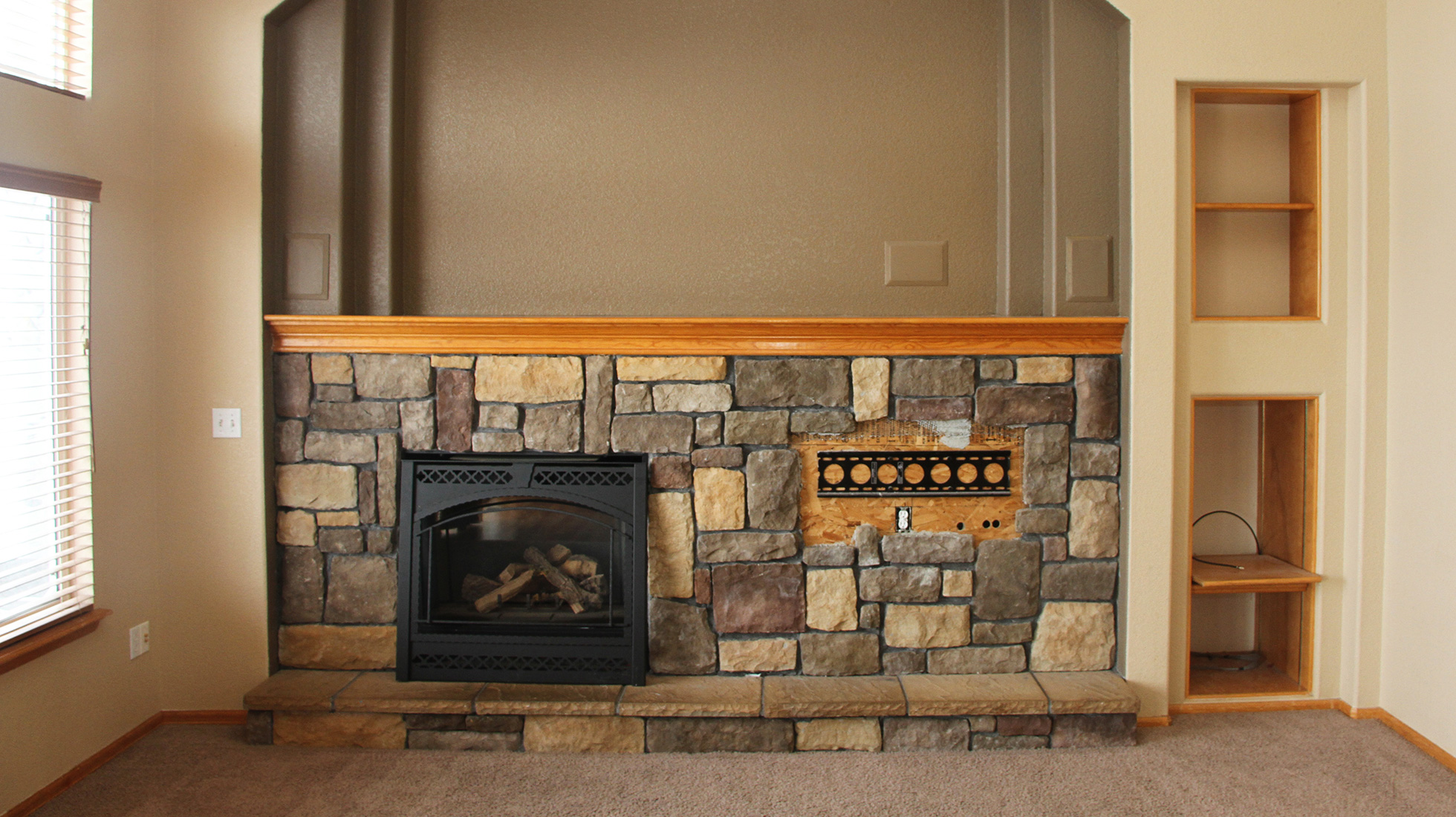 Before the fireplace makeover