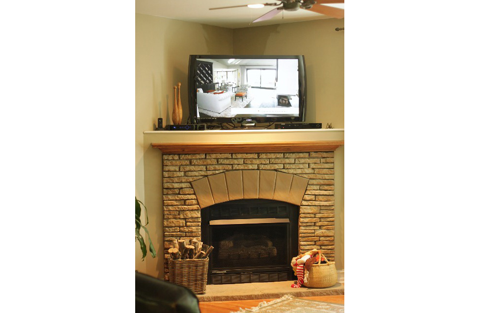 Before the scrap wood fireplace makeover